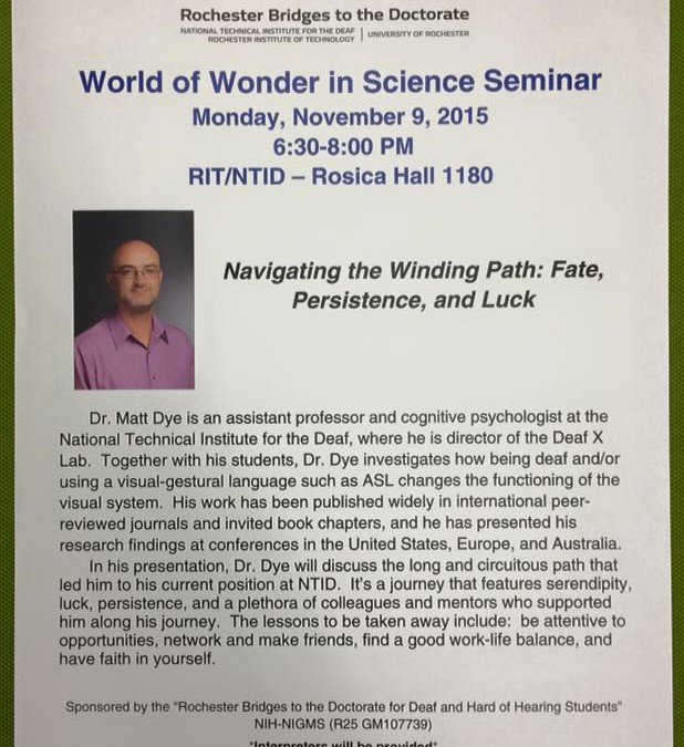 Dr. Matt Dye presents “Navigating the Winding Path: Fate, Persistence, and Luck”