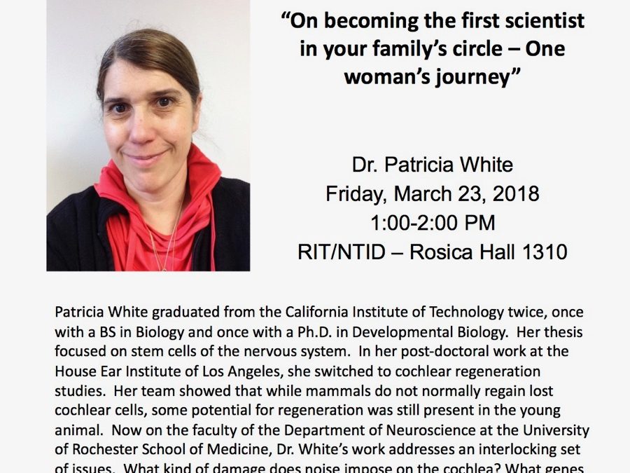 Dr. Patricia White to present WoW Friday, March 23, 2018